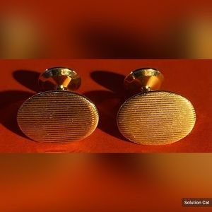 Men’s Gold Tone Etched Oval Cuff Links 5/8”